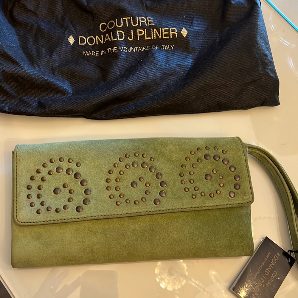 Donald J Pliner suede clutch
